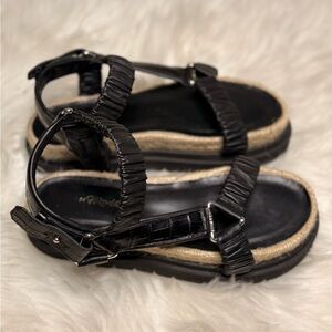 Philipp Plein Black Leather Sandals